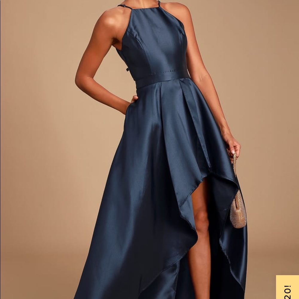Broadway Show Navy Blue High-Low Maxi Dress